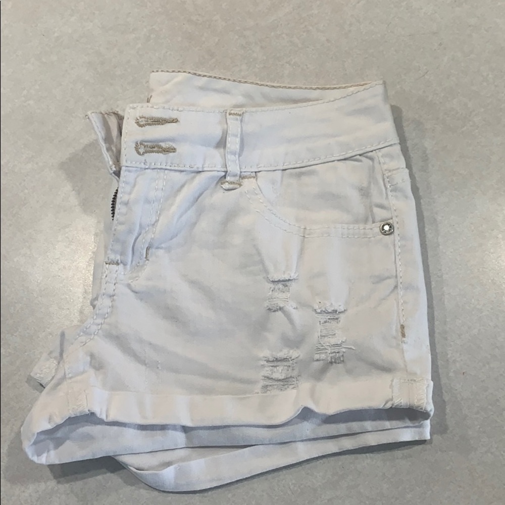 White jean shorts